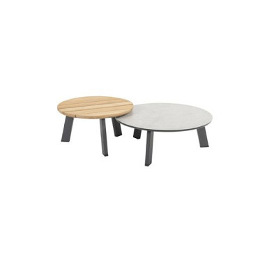 Emma SET of coffee tables anthr: 65and 80cm with cer./teak top Anthracite