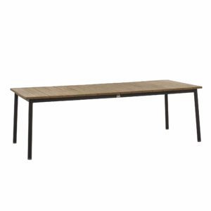 Milou dining table 240x100x77h, base aluminium Black, top SVLK teak Antique finish - Showroommodel OP=OP