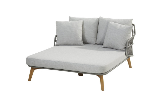 Tempre daybed teak silvergrey 2 seater with 6 cushions Silver Grey