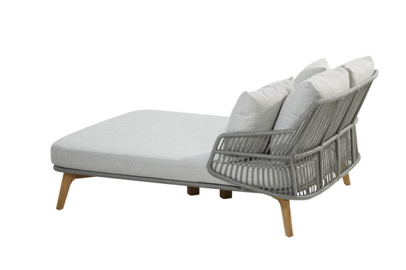 Tempre daybed teak silvergrey 2 seater with 6 cushions Silver Grey afbeelding 2