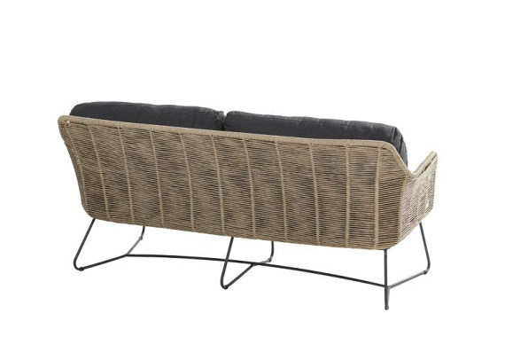 Belmond living bench 2.5 seaters with 3 cushions Natural - Colour cushions: Black Venao 093 - Showroommodel OP=OP afbeelding 2