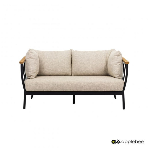 Condor sofa 150, Black alu frame, SVLK teak arm Natural, Bee Wett cushion in Natural Oak - Showroommodel OP=OP