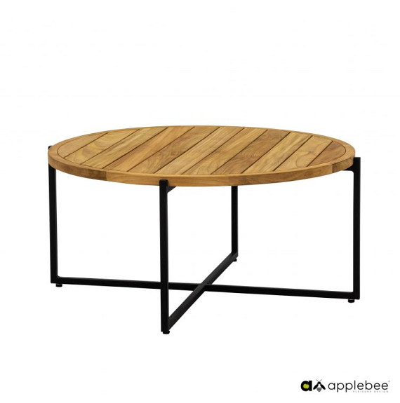 Condor coffee table dia. 94x44, base aluminium Black, top SVLK teak Natural - Showroommodel OP=OP