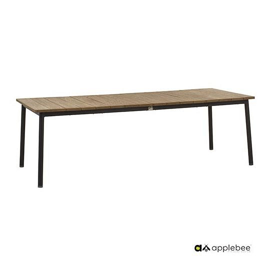 Milou diningset - Tafel zwart alu frame met teak blad en stoelen (4x) - Showroommodel OP=OP afbeelding 3