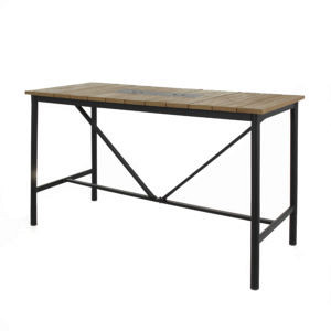 Milou bar table 150x78x105h , base+2 containers with lid aluminium Black, top SVLK teak Antique - Showroommodel OP=OP